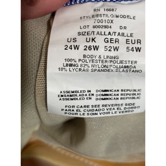 New Penbrooke krinkle Crossover Chlorine Resistant Blue OnePiece Swimsuit Sz 24W - Picture 11 of 12